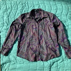 Lauren Ralph Lauren Purple and Red Paisley Shirt